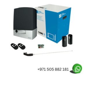 a box with a blue box and black objects having inside Came Bx 1000kg Sliding Gate Motor Opener